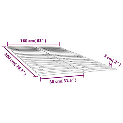 Vidaxl Sommiers à lattes avec 34 lattes 2 pcs 80x200 cm pas cher