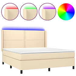 vidaXL Sommier à lattes de lit matelas LED Crème 160x200 cm Tissu