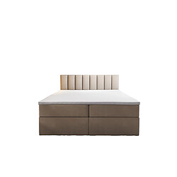 TRADA Lit double adulte PALERMO avec matelas, rangement et surmatelas 180x200 beige pas cher