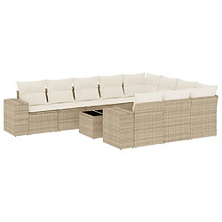 Maison Chic Salon de jardin 11 pcs avec coussins, Ensemble Tables et chaises d'extérieur beige résine tressée -GKD536967