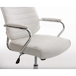 Decoshop26 Fauteuil de bureau à roulettes en synthétique blanc hauteur réglable BUR10002 pas cher