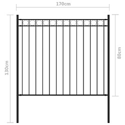 Acheter vidaXL Clôture de jardin Acier 1,7x0,8 m Noir