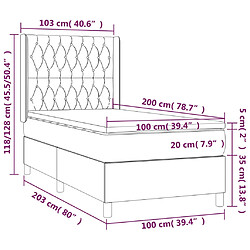 vidaXL Sommier à lattes de lit avec matelas Noir 100x200 cm Tissu pas cher