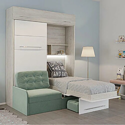 Inside 75 DUO SOFA armoire lit escamotable surmeuble canapé azur 2 x 90/200 structure pin façade blanc