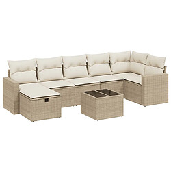 vidaXL Salon de jardin avec coussins 8 pcs beige résine tressée