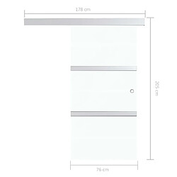 vidaXL Porte coulissante butées souples Verre ESG aluminium 76x205 cm pas cher