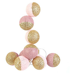 Home Deco Light Guirlande lumineuse boules pailletées 10 leds (Lot de 2) rose, doré.