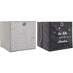 The Home Deco Kids Cubes de rangement 30x30 cm (Lot de 2) etoiles - noir et gris.