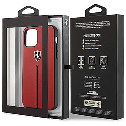 Ferrari Coque Cuir pour iPhone 12 et 12 Pro Contour Silicone Compatible QI Rouge pas cher