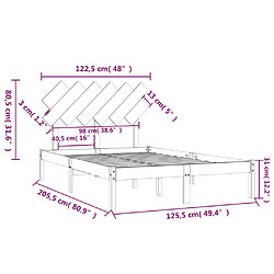 vidaXL Cadre de lit Marron miel 120x200 cm Bois massif pas cher