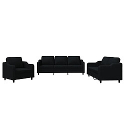 vidaXL Ensemble de canapés 3 pcs avec coussins Noir Tissu