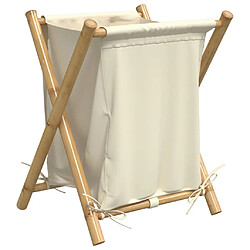 vidaXL Panier à linge blanc crème 45x55x63,5 cm bambou