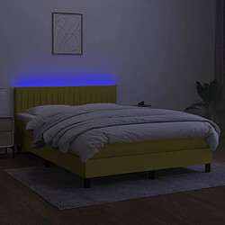 Avis vidaXL Sommier à lattes de lit avec matelas LED Bleu 140x200 cm Tissu