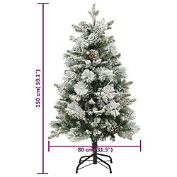 vidaXL Sapin de Noël pré-éclairé avec neige floquée/cônes 150cm PVC/PE pas cher