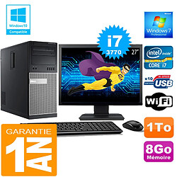 PC Tour DELL 7010 Core I7-3770 Ram 8Go Disque 1 To Wifi W7 Ecran 27" · Occasion 