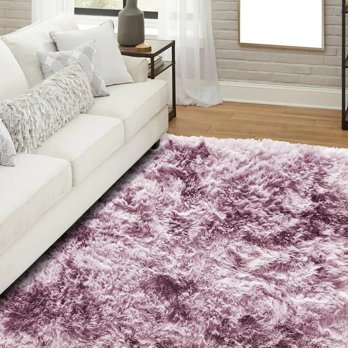 Thedecofactory YOGI EFFECT - Tapis shaggy moderne rose 160x230 pas cher