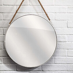 The Home Deco Factory Miroir rond avec anse en jonc 50 cm blanc.