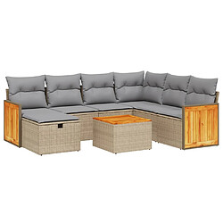 vidaXL Salon de jardin avec coussins 8pcs mélange beige résine tressée