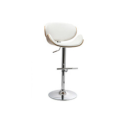 Miliboo Tabouret de bar design blanc et bois clair WALNUT