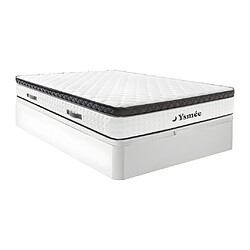 Vente-Unique Ensemble 160 x 200 cm sommier coffre blanc + matelas ressorts ensachés et surmatelas intégré ép.34cm - COSMOPOLITAIN II de YSMÉE