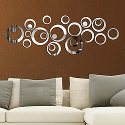 Wewoo Sticker mural 24 PCS 3D DIY Cercles Décoration Miroir Stickers Muraux pour TV Fond Décor À La Maison Acrylique Wall Art Argent