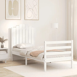 Maison Chic Cadre/structure de lit avec tête de lit pour adulte - Lit Moderne Chambre blanc petit simple bois massif -MN29822