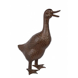 L'Héritier Du Temps Canard ou Cane Statuette Oiseau Volatile en Fonte Marron 13x26x39cm