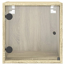 Acheter Maison Chic Table de chevet | Table de nuit avec porte en verre chêne sonoma 35x37x35 cm -GKD76636