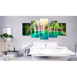 Decoshop26 Tableau toile de décoration murale impression premium en 5 parties sur châssis en bois motif Temps arc-en-ciel 225x100cm 11_0017713