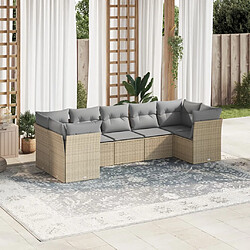 vidaXL Salon de jardin avec coussins 7 pcs beige résine tressée 