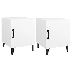 vidaXL Tables de chevet 2 pcs Blanc Bois d'ingénierie