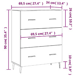 vidaXL Buffet chêne marron 69,5x34x90 cm bois d'ingénierie pas cher