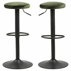 Acheter Toilinux Lot de 2 Tabourets de bar avec repose pieds et hauteur réglable en tissu et métal - Vert et Noir