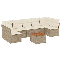 vidaXL Salon de jardin avec coussins 8 pcs beige résine tressée