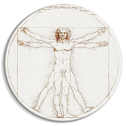 Decoshop26 Tableau rond décoration murale image imprimée cadre en bois à suspendre - Homme de Vitruve Léonard de Vinci 40x40 cm 11_0012550