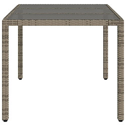 Acheter vidaXL Table de jardin dessus en verre Gris 150x90x75cm Résine tressée