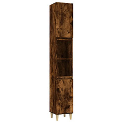 Helloshop26 Armoire de bain 30 x 30 x 190 cm bois d'ingénierie chêne fumé 02_0006537