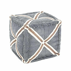 Paris Prix Pouf Vintage en Tissu Croix 46cm Gris