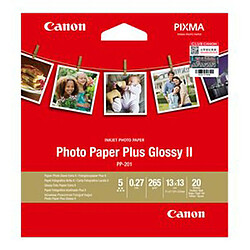 Canon Photo Paper Plus Glossy II PP-201 - Papier Photo, 265g/m² (13 x 13 cm, 20 feuilles)