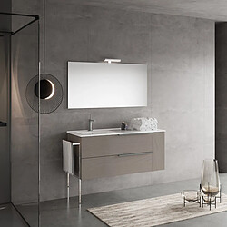 Kiamami Valentina MEUBLE DE SALLE DE BAIN AVEC LAVABO À GAUCHE 120CM GRIS CENDRÉ EFFET BOIS | NEW YORK 