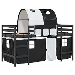 Vidaxl Lit mezzanine enfants et tunnel blanc/noir 80x200cm pin massif