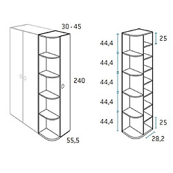 Inside 75 Armoire terminale d'angle 1 porte 30 x 55,5 x 240 cm finition chêne blanchis