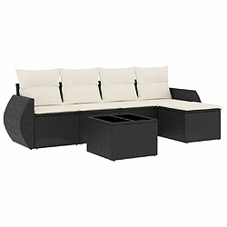 Maison Chic Ensemble Tables et chaises d'extérieur 6pcs avec coussins,Salon de jardin noir résine tressée -GKD954617