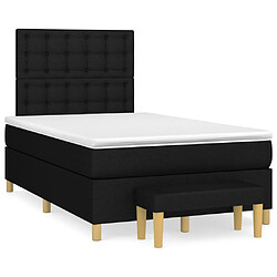 vidaXL Sommier à lattes de lit avec matelas Noir 120x200 cm Tissu