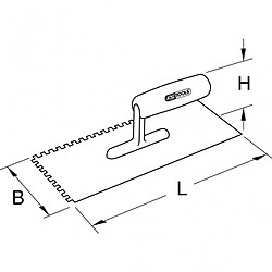 KS TOOLS 144.0350 Platoir denté - lame inox - cannelures 6x6 mm - dim. 130x280 mm