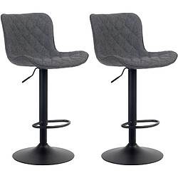 Decoshop26 Lot de 2 tabourets de bar coutures décoratives pied trompette hauteur réglable en métal noir assise en tissu noir 10_0004141 