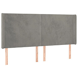 Maison Chic Tête de lit scandinave avec oreilles,meuble de chambre Gris clair 163x16x118/128 cm Velours -MN98109