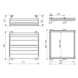 Kit de coulisses et range-chaussures Moka Emuca pour module 900 mm finition couleur moka