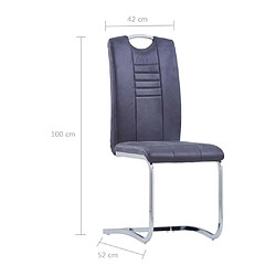 vidaXL Chaises à manger cantilever lot de 4 gris similicuir daim pas cher