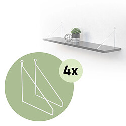 ML DESIGN MODERN LIVING Lot de 8 supports d'étagère murale équerre triangle en métal blanc 250x250 mm